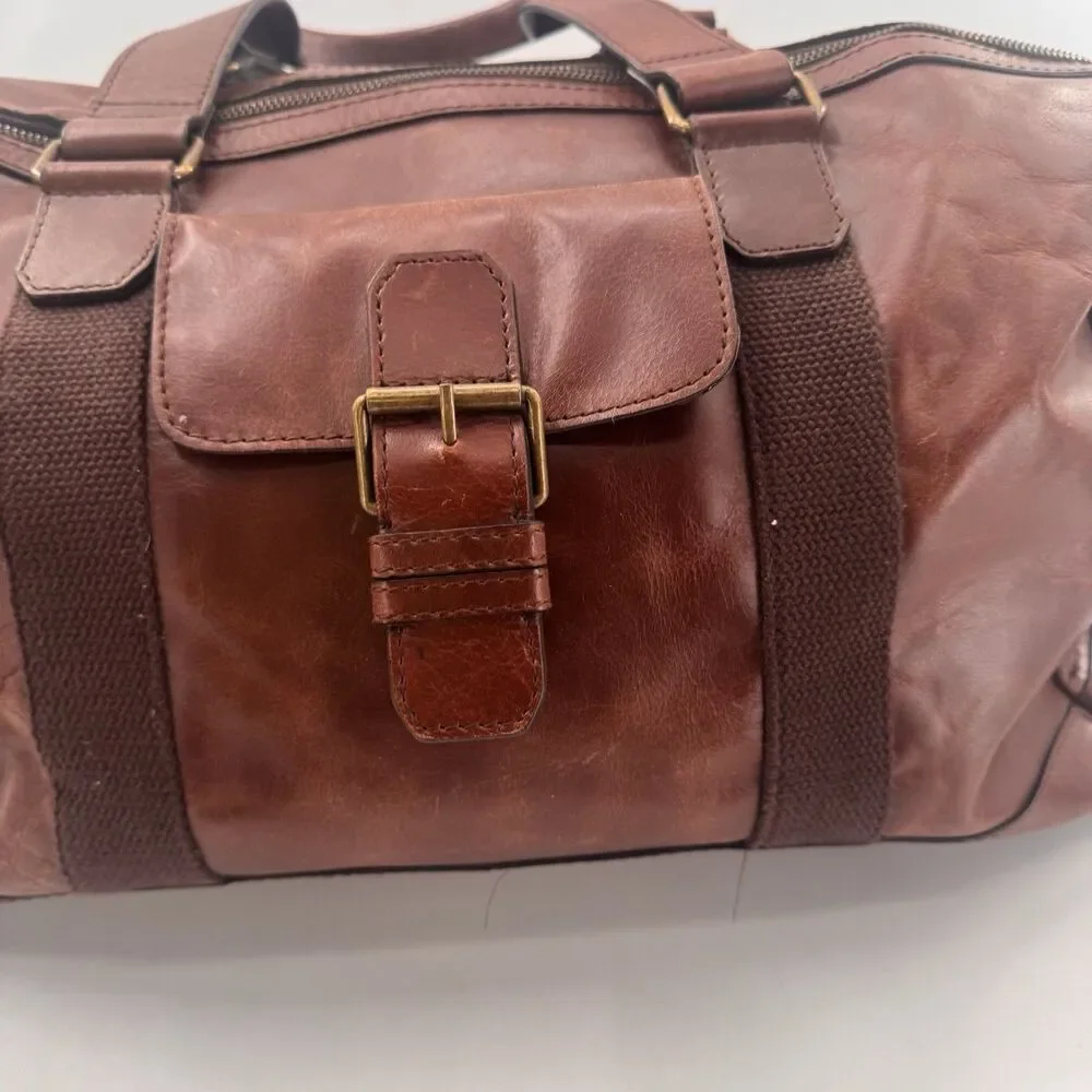 Wilsons Leather Vintage Brown Duffle Travel Bag Suitcase Carry On Overnight 1980